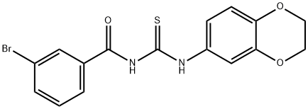 N-(3-bromobenzoyl)-N'-(2,3-dihydro-1,4-benzodioxin-6-yl)thiourea Struktur