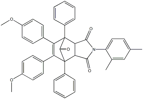 4-(2,4-dimethylphenyl)-8,9-bis(4-methoxyphenyl)-1,7-diphenyl-4-azatricyclo[5.2.1.0~2,6~]dec-8-ene-3,5,10-trione Struktur