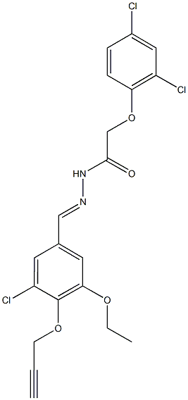 N'-[3-chloro-5-ethoxy-4-(2-propynyloxy)benzylidene]-2-(2,4-dichlorophenoxy)acetohydrazide Struktur