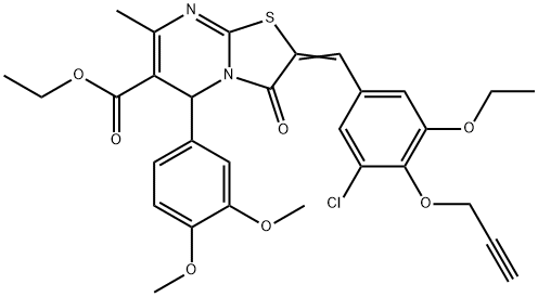 ethyl 2-[3-chloro-5-ethoxy-4-(2-propynyloxy)benzylidene]-5-(3,4-dimethoxyphenyl)-7-methyl-3-oxo-2,3-dihydro-5H-[1,3]thiazolo[3,2-a]pyrimidine-6-carboxylate Struktur