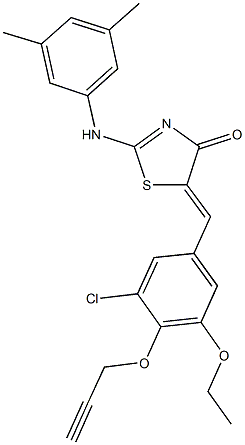 5-[3-chloro-5-ethoxy-4-(2-propynyloxy)benzylidene]-2-(3,5-dimethylanilino)-1,3-thiazol-4(5H)-one Struktur