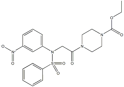 ethyl 4-{[3-nitro(phenylsulfonyl)anilino]acetyl}-1-piperazinecarboxylate Struktur