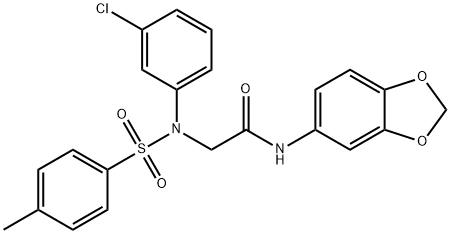 N-(1,3-benzodioxol-5-yl)-2-{3-chloro[(4-methylphenyl)sulfonyl]anilino}acetamide Struktur