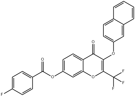 3-(2-naphthyloxy)-4-oxo-2-(trifluoromethyl)-4H-chromen-7-yl 4-fluorobenzoate Struktur