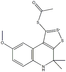 1-(acetylsulfanyl)-8-methoxy-4,4-dimethyl-4H,5H-[1,2]dithiolo[3,4-c]quinolin-2-ium Struktur