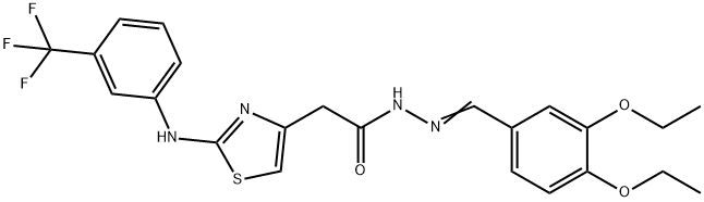 N'-(3,4-diethoxybenzylidene)-2-{2-[3-(trifluoromethyl)anilino]-1,3-thiazol-4-yl}acetohydrazide Struktur