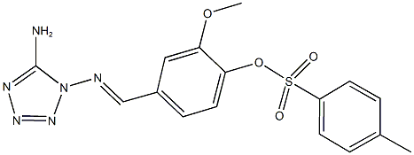 4-{[(5-amino-1H-tetraazol-1-yl)imino]methyl}-2-methoxyphenyl 4-methylbenzenesulfonate Struktur