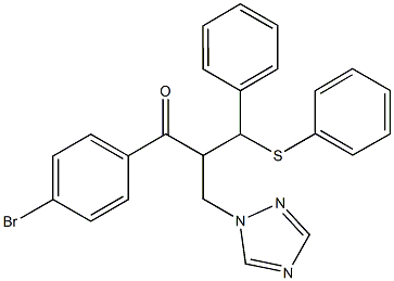 1-(4-bromophenyl)-3-phenyl-3-(phenylsulfanyl)-2-(1H-1,2,4-triazol-1-ylmethyl)-1-propanone Struktur