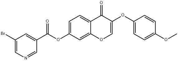 3-(4-methoxyphenoxy)-4-oxo-4H-chromen-7-yl 5-bromonicotinate Struktur