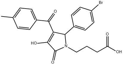 4-[2-(4-bromophenyl)-4-hydroxy-3-(4-methylbenzoyl)-5-oxo-2,5-dihydro-1H-pyrrol-1-yl]butanoic acid Struktur