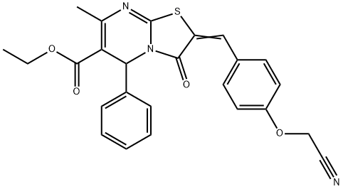 ethyl 2-[4-(cyanomethoxy)benzylidene]-7-methyl-3-oxo-5-phenyl-2,3-dihydro-5H-[1,3]thiazolo[3,2-a]pyrimidine-6-carboxylate Struktur