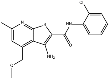 3-amino-N-(2-chlorophenyl)-4-(methoxymethyl)-6-methylthieno[2,3-b]pyridine-2-carboxamide Struktur