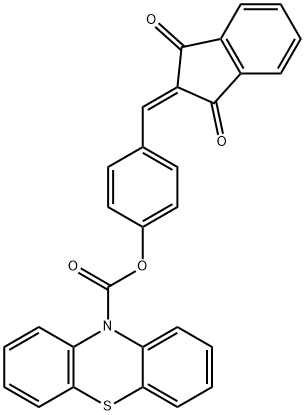 4-[(1,3-dioxo-1,3-dihydro-2H-inden-2-ylidene)methyl]phenyl 10H-phenothiazine-10-carboxylate Struktur