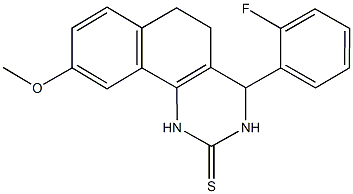 4-(2-fluorophenyl)-9-methoxy-3,4,5,6-tetrahydrobenzo[h]quinazoline-2(1H)-thione Struktur