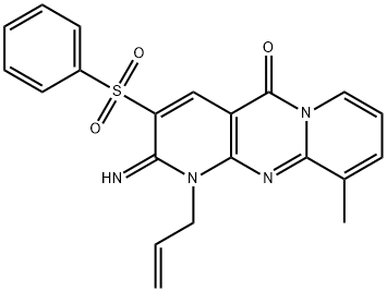 1-allyl-2-imino-10-methyl-3-(phenylsulfonyl)-1,2-dihydro-5H-dipyrido[1,2-a:2,3-d]pyrimidin-5-one Struktur