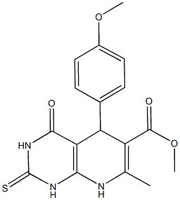 methyl 5-(4-methoxyphenyl)-7-methyl-4-oxo-2-thioxo-1,2,3,4,5,8-hexahydropyrido[2,3-d]pyrimidine-6-carboxylate Struktur