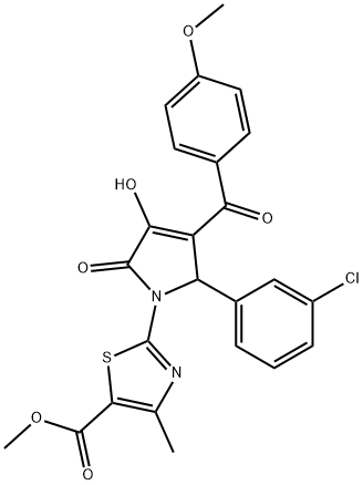 methyl 2-[2-(3-chlorophenyl)-4-hydroxy-3-(4-methoxybenzoyl)-5-oxo-2,5-dihydro-1H-pyrrol-1-yl]-4-methyl-1,3-thiazole-5-carboxylate Struktur