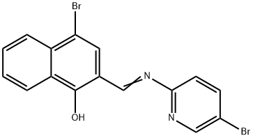 4-bromo-2-{[(5-bromo-2-pyridinyl)imino]methyl}-1-naphthol Struktur