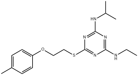 N-ethyl-N-(4-(isopropylamino)-6-{[2-(4-methylphenoxy)ethyl]sulfanyl}-1,3,5-triazin-2-yl)amine Struktur