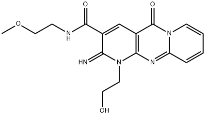 1-(2-hydroxyethyl)-2-imino-N-(2-methoxyethyl)-5-oxo-1,5-dihydro-2H-dipyrido[1,2-a:2,3-d]pyrimidine-3-carboxamide Struktur