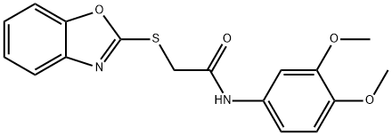 2-(1,3-benzoxazol-2-ylsulfanyl)-N-(3,4-dimethoxyphenyl)acetamide Struktur