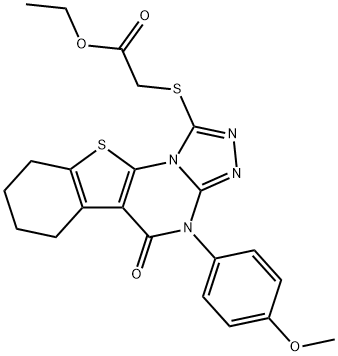 ethyl{[4-(4-methoxyphenyl)-5-oxo-4,5,6,7,8,9-hexahydro[1]benzothieno[3,2-e][1,2,4]triazolo[4,3-a]pyrimidin-1-yl]thio}acetate Struktur