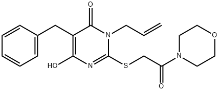 3-allyl-5-benzyl-6-hydroxy-2-{[2-(4-morpholinyl)-2-oxoethyl]sulfanyl}-4(3H)-pyrimidinone Struktur