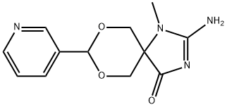 2-amino-1-methyl-8-(3-pyridinyl)-7,9-dioxa-1,3-diazaspiro[4.5]dec-2-en-4-one Struktur