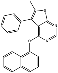 6-methyl-5-phenylthieno[2,3-d]pyrimidin-4-yl 1-naphthyl ether Struktur