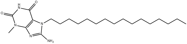 8-amino-7-hexadecyl-3-methyl-3,7-dihydro-1H-purine-2,6-dione Struktur