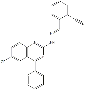 2-[2-(6-chloro-4-phenyl-2-quinazolinyl)carbohydrazonoyl]benzonitrile Struktur