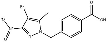 4-({4-bromo-3-nitro-5-methyl-1H-pyrazol-1-yl}methyl)benzoicacid Struktur