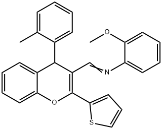 N-(2-methoxyphenyl)-N-{[4-(2-methylphenyl)-2-(2-thienyl)-4H-chromen-3-yl]methylene}amine Struktur