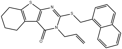 3-allyl-2-[(1-naphthylmethyl)sulfanyl]-5,6,7,8-tetrahydro[1]benzothieno[2,3-d]pyrimidin-4(3H)-one Struktur