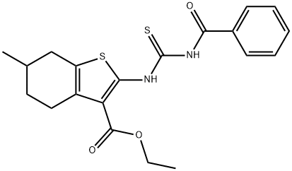 ethyl 2-{[(benzoylamino)carbothioyl]amino}-6-methyl-4,5,6,7-tetrahydro-1-benzothiophene-3-carboxylate Struktur