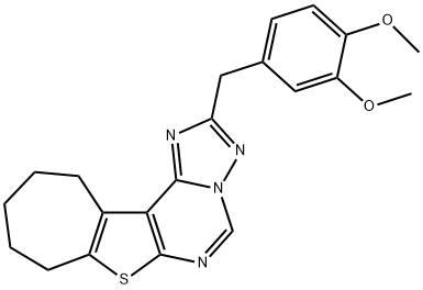 2-(3,4-dimethoxybenzyl)-9,10,11,12-tetrahydro-8H-cyclohepta[4,5]thieno[3,2-e][1,2,4]triazolo[1,5-c]pyrimidine Struktur