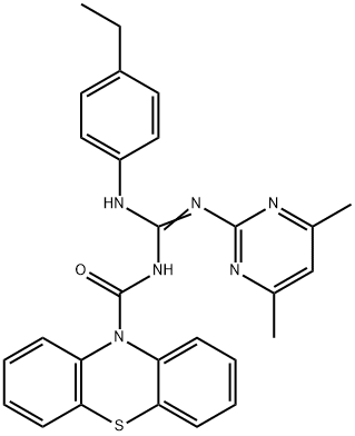 N-(4,6-dimethyl-2-pyrimidinyl)-N'-(4-ethylphenyl)-N''-(10H-phenothiazin-10-ylcarbonyl)guanidine Struktur