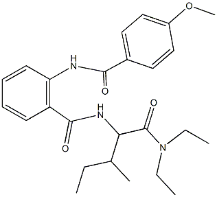 N-{1-[(diethylamino)carbonyl]-2-methylbutyl}-2-[(4-methoxybenzoyl)amino]benzamide Struktur