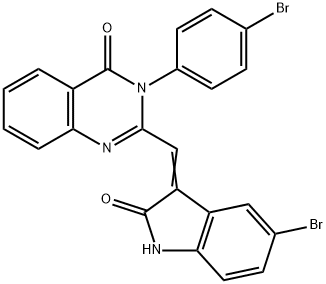 2-[(5-bromo-2-oxo-1,2-dihydro-3H-indol-3-ylidene)methyl]-3-(4-bromophenyl)-4(3H)-quinazolinone Struktur