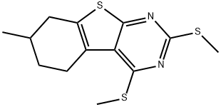 7-methyl-2,4-bis(methylsulfanyl)-5,6,7,8-tetrahydro[1]benzothieno[2,3-d]pyrimidine Struktur