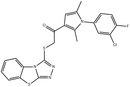 1-[1-(3-chloro-4-fluorophenyl)-2,5-dimethyl-1H-pyrrol-3-yl]-2-([1,2,4]triazolo[3,4-b][1,3]benzothiazol-3-ylsulfanyl)ethanone Struktur