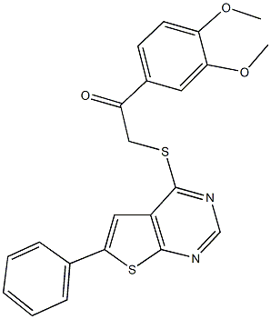 1-(3,4-dimethoxyphenyl)-2-[(6-phenylthieno[2,3-d]pyrimidin-4-yl)sulfanyl]ethanone Struktur