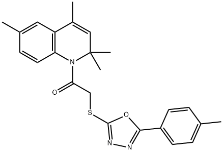 2,2,4,6-tetramethyl-1-({[5-(4-methylphenyl)-1,3,4-oxadiazol-2-yl]sulfanyl}acetyl)-1,2-dihydroquinoline Struktur