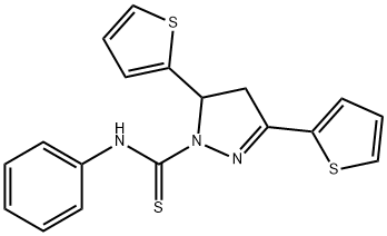 N-phenyl-3,5-di(2-thienyl)-4,5-dihydro-1H-pyrazole-1-carbothioamide Struktur