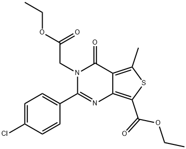 2-(4-Chlorophenyl)-7-ethoxycarbonyl-3-[(ethoxycarbonyl)methyl]-5-methyl-3,4-dihydrothieno[3,4-d]pyrimidin-4-one Struktur