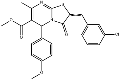 methyl 2-(3-chlorobenzylidene)-5-(4-methoxyphenyl)-7-methyl-3-oxo-2,3-dihydro-5H-[1,3]thiazolo[3,2-a]pyrimidine-6-carboxylate Struktur