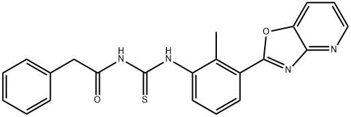 N-(2-methyl-3-[1,3]oxazolo[4,5-b]pyridin-2-ylphenyl)-N'-(phenylacetyl)thiourea Struktur