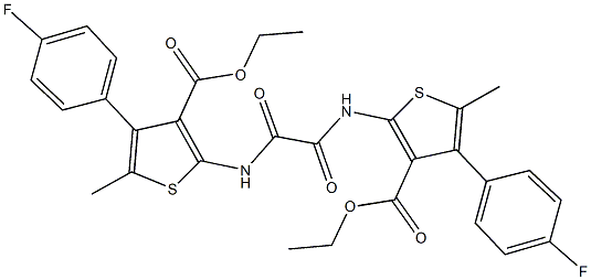 ethyl 2-{[{[3-(ethoxycarbonyl)-4-(4-fluorophenyl)-5-methyl-2-thienyl]amino}(oxo)acetyl]amino}-4-(4-fluorophenyl)-5-methyl-3-thiophenecarboxylate Struktur