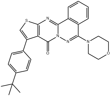 9-(4-tert-butylphenyl)-5-(4-morpholinyl)-8H-thieno[2',3':4,5]pyrimido[2,1-a]phthalazin-8-one Struktur