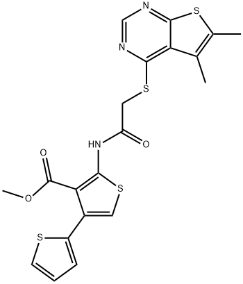 methyl 2-({[(5,6-dimethylthieno[2,3-d]pyrimidin-4-yl)sulfanyl]acetyl}amino)-2',4-bithiophene-3-carboxylate Struktur